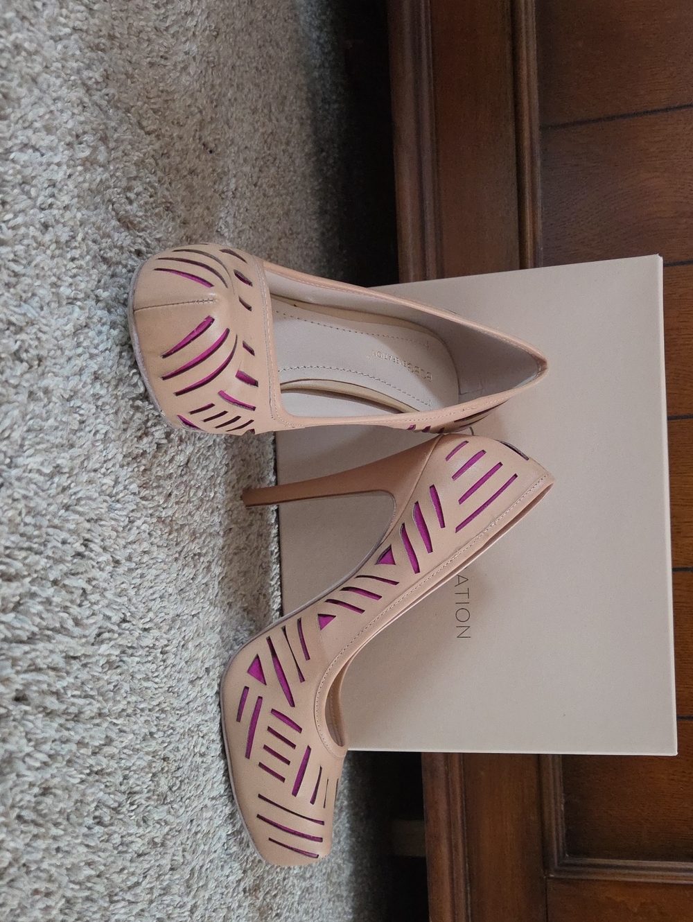 Women’s Nude Pink Laser-Cut High Heels